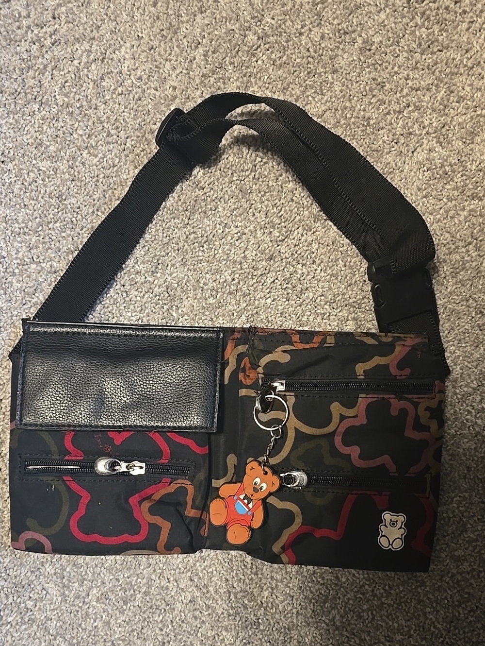 Fanny Pack in Black with Orange & Bear Accents - Picture 3 of 5